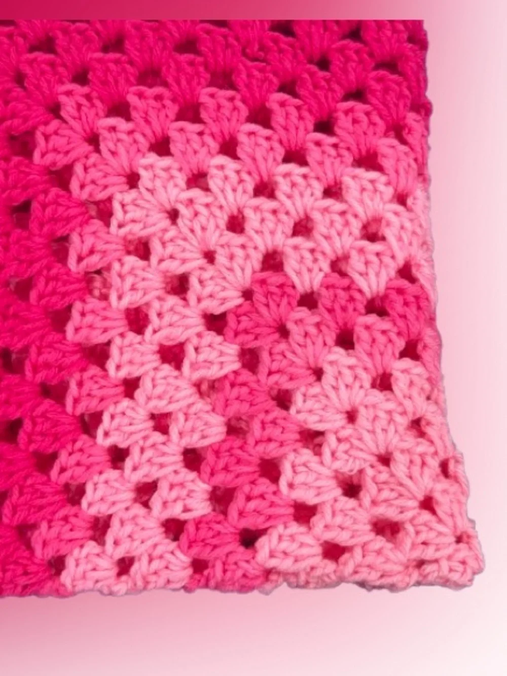 Handmade Pink Granny Square Crochet Blanket 41x41 Acrylic Throw